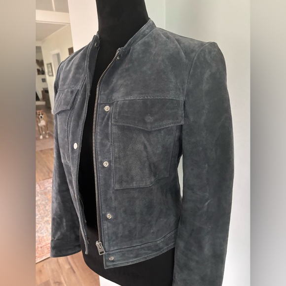 Mango Jackets & Blazers - Mango suede leather moto jacket XS grey